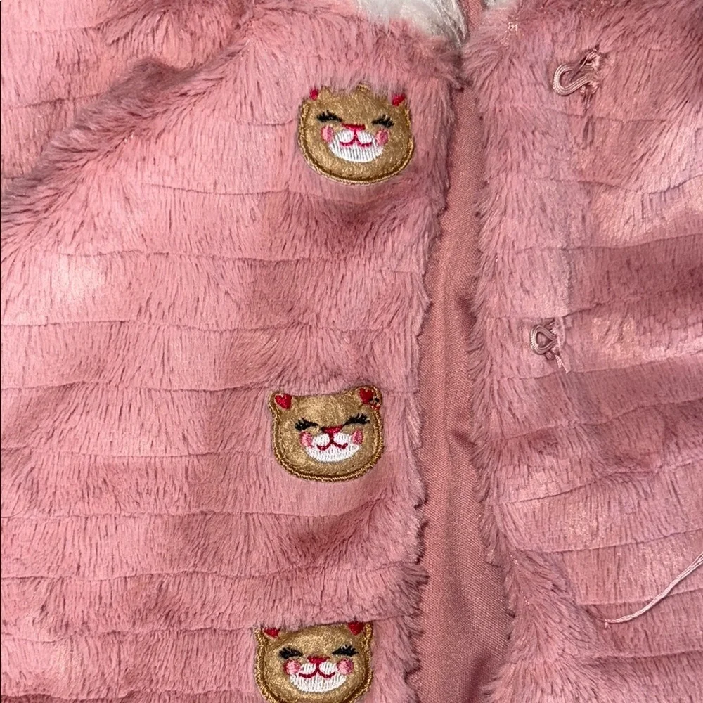 Little Lass Pink Hooded Vest with Bear Ears